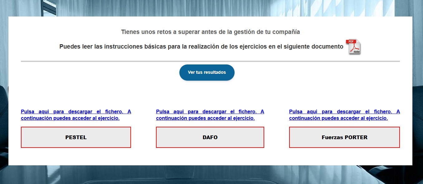 Pantalla de ejercicios: PESTEL, DAFO y Fuerzas de Porter